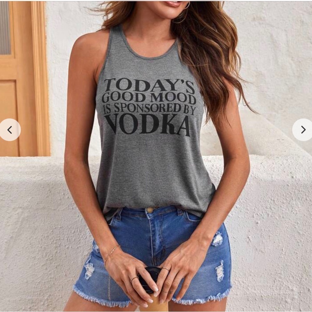 Emery Rose/SHEIN Grey Graphic Racer back Tee